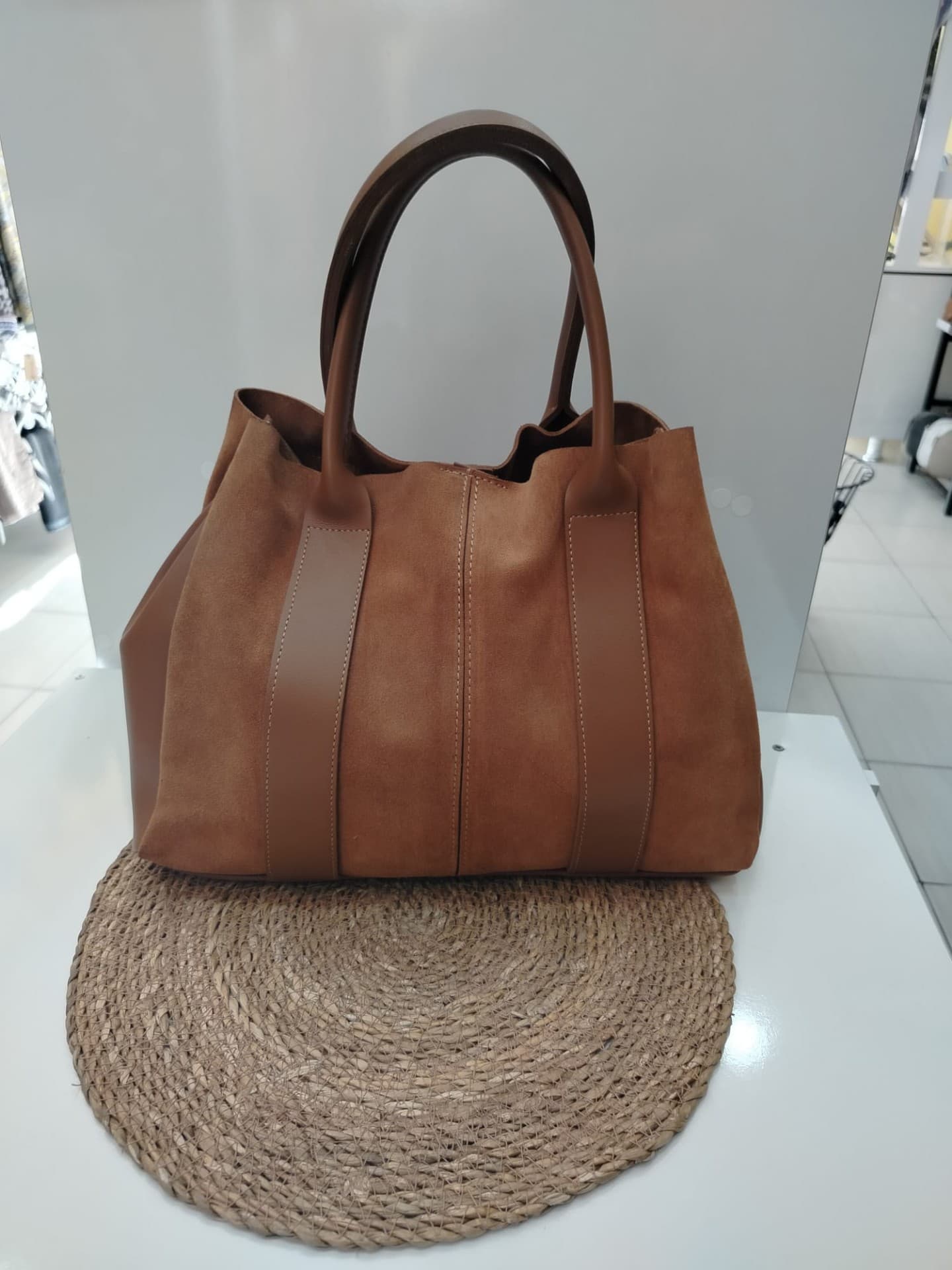 Kahverengi Hakiki Deri Yavrulu Çanta