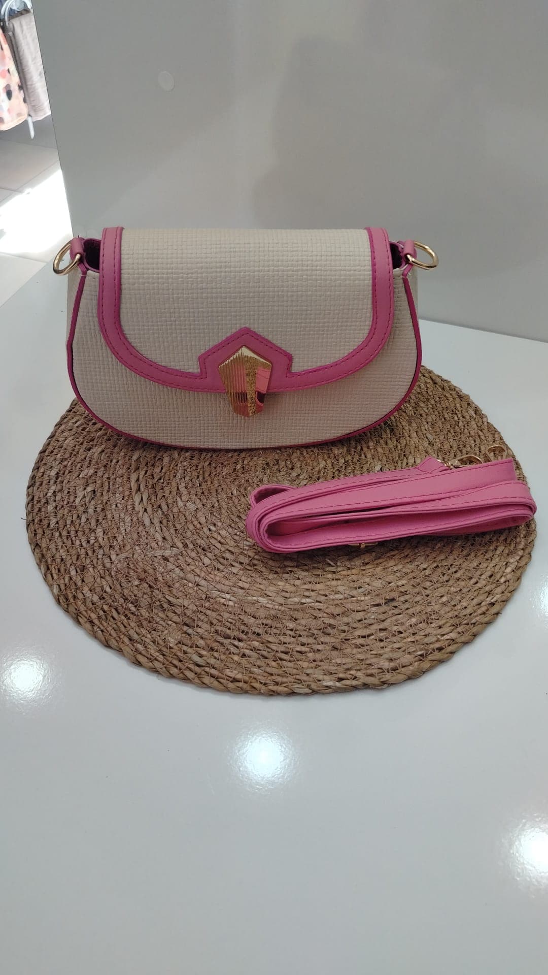 Hasır Görünümlü El Çantası (Pembe)