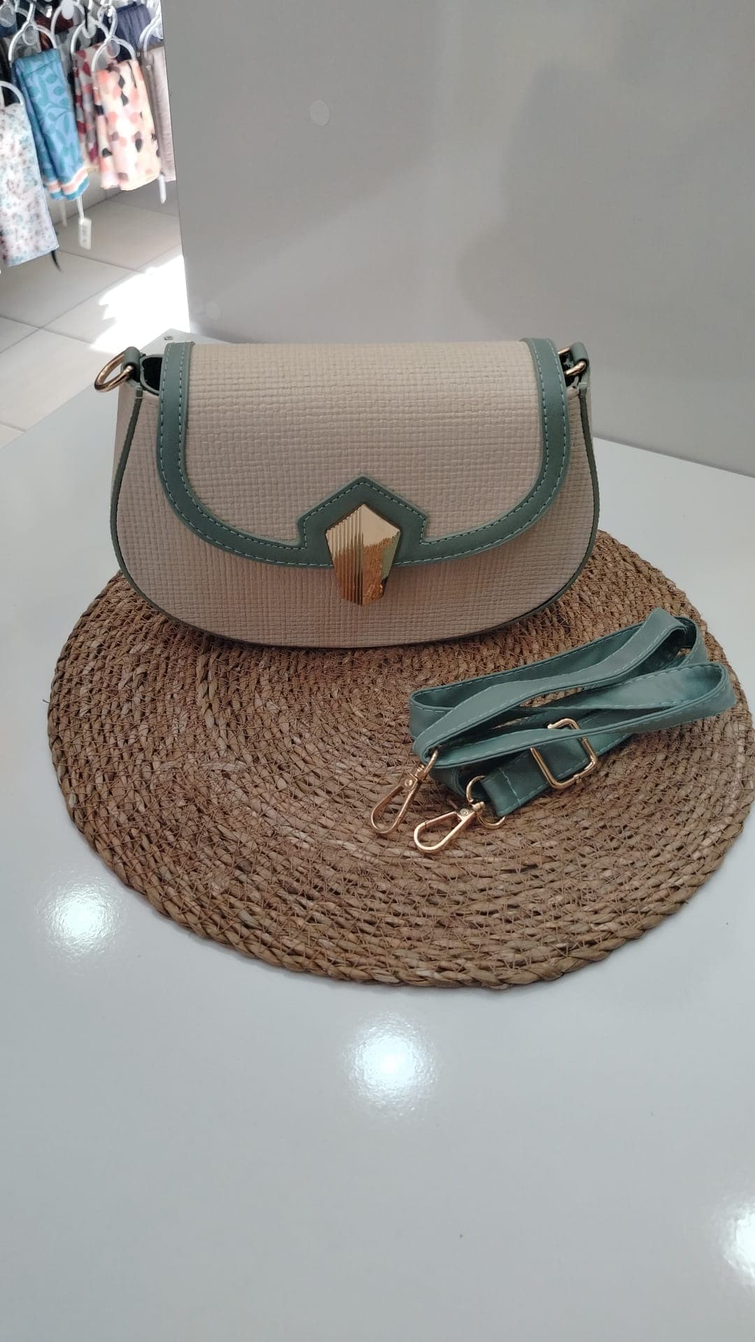 Hasır Görünümlü El Çantası (Yeşil)