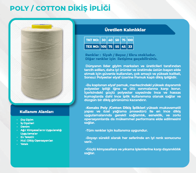 KONAKS - 40 NO POLY/COTTON DİKİŞ İPLİĞİ