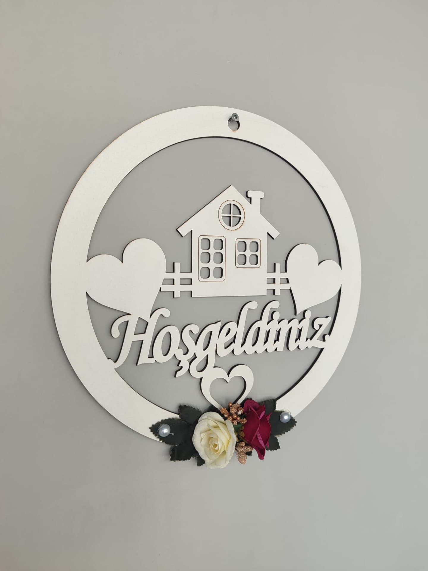 Çiçek Süslemeli Ahşap Kapı Süsü